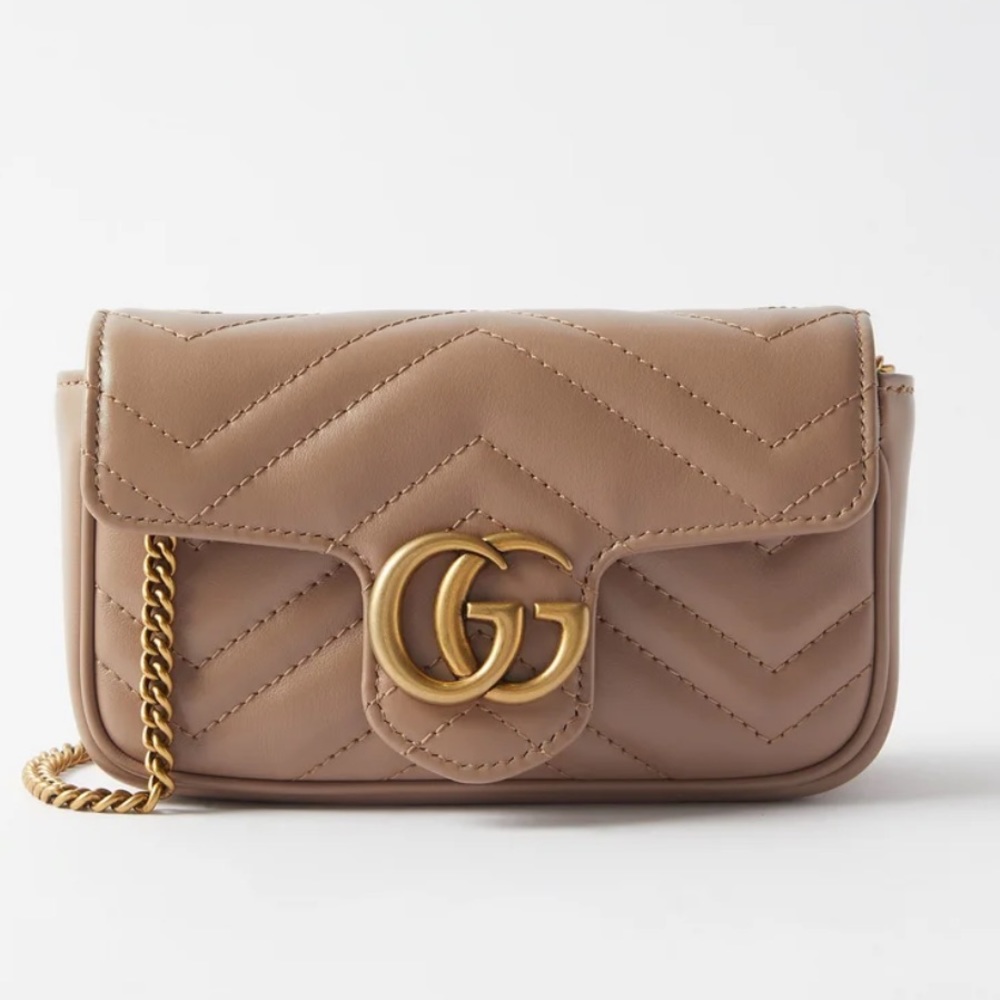 Authentic Gucci GG Marmont super mini matelassé-leather cross-body bag